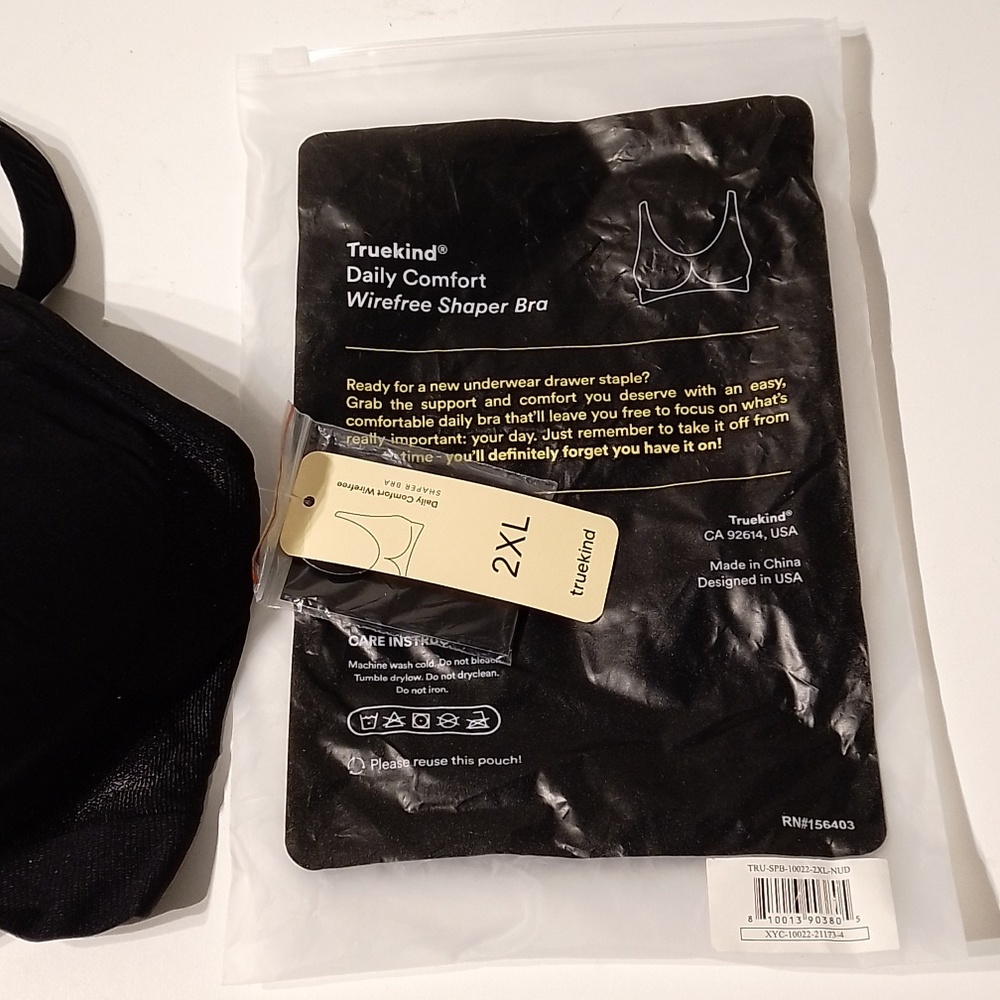 New Truekind Supportive Comfort Wireless Shaping Bra Black Size 2XL